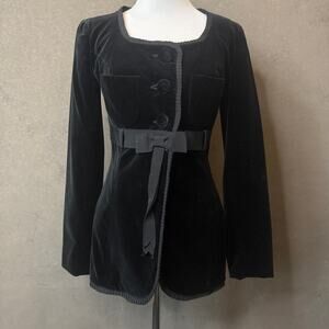 Vintage Gemma Kahng Bergdorf Goodman Black Velvet Bow Blazer Jacket Sz 8